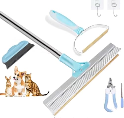 Pet hair remover set, carpet rake for removing pet hair, carpet scraper, three different sizes for carpets, sofas, cars and clothes