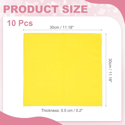 uxcell 10 Pcs Microfiber Cleaning Cloth, Kitchen Towels Reusable Microfiber Towels Highly Absorbent for Household Cleaning Supplies, Kitchen, Bathroom, Yellow(Square), 11.8" X11.8 - color: Yellow