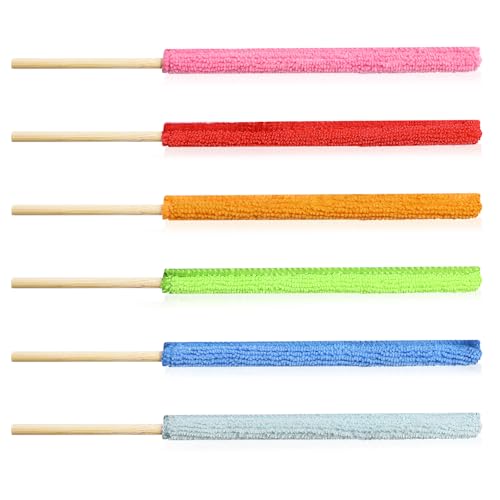 6 PCS Microfiber Detail Duster Sticks Set Mini Dusters for Cleaning AC Vent Cleaner Crevice Cleaning Tool Brush Air Vent Cleaner for Window, Fan, Blind and Car Vent