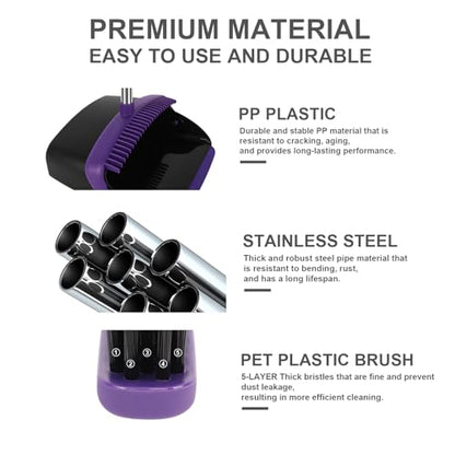 Broom and Dustpan Set, Large Household Dustpans and Broom with 55 Inch Long Handle, Pueple Broom with Dustpan Combo Set for Home - color: Purple, size: Large