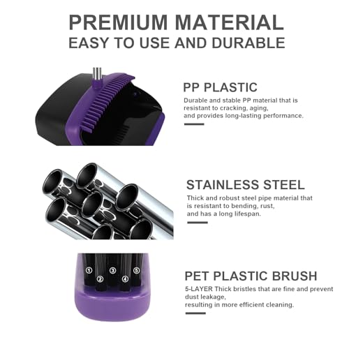Broom and Dustpan Set, Large Household Dustpans and Broom with 55 Inch Long Handle, Pueple Broom with Dustpan Combo Set for Home - color: Purple, size: Large