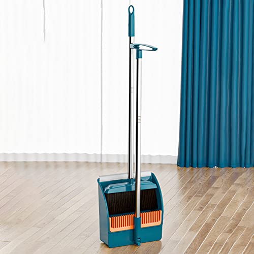 37.8in Broom and Dustpan Set Foldable Hand Broom for Home & Kitchen with Scraping Teeth and Scraper, 1 Wiper Buckle Type Outdoor Broom Household Cleaning Tool Apartment Essentials Cute Stuff (Green) - color: Green