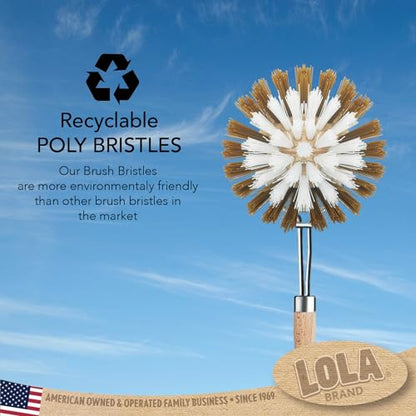 LOLA -The Original - Dishwashing & Vegetable Brush, Hardwood w/Poly Fiber Bristles, Reusable, Sustainable, Has EZ-Grip Handle - 1 Count - color: Wood, size: 1 Count