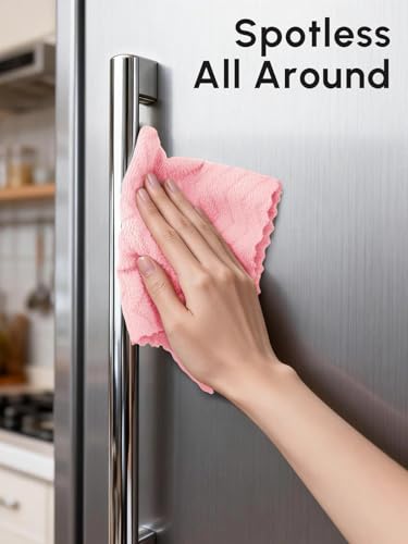 Microfiber Cleaning Cloths Roll, 75 Pack Tear Away Microfiber Towels Roll, 12" x 12" Lint Free Rags, Reusable Cleaning Cloths, Washable, Scratch Free,Ultra Absorbent Dish Rags(Pink Ripple) - color: Pink Ripple, size: 75 pack