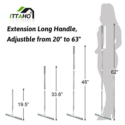 Floor Squeegee, Squeegee Broom for Floor with 62" Long Handle, Shower Squeegee for Tile Shower Walls,Garage, Deck, Bathroom, Glass,Window, Concrete Floor