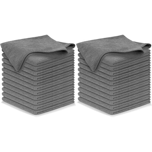 USANOOKS Microfiber Cleaning Cloth Grey - 24 Pcs (12.5"x12.5") - High Performance - 1200 Washes, Ultra Absorbent Microfiber Towel Weave Grime & Liquid for Streak-Free Mirror Shine - Car Washing Cloth - color: Gray, size: Pack of 24