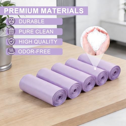 Drawstring Trash Bag 100PCS, Leakproof Small Trash Bags, Unscented Small Garbage Bags, 15 Liter Mini Wastebasket can Liners for Office Bedroom Bathroom, Darkpurple - color: 100Violet color