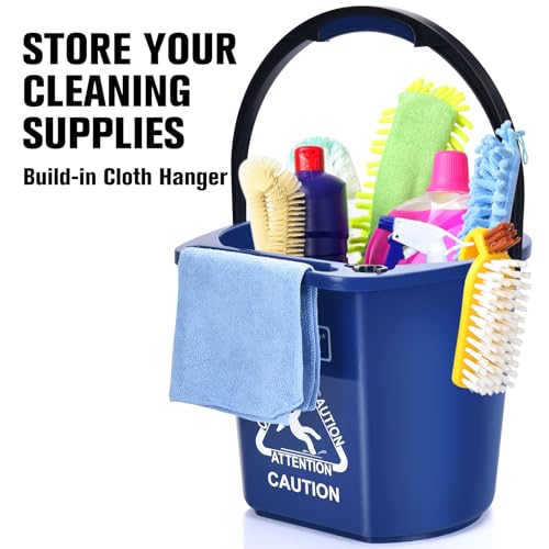 Matthew Cleaning 4.2 Gallon Mop Bucket, Heavy Duty Plastic Cleaning Bucket with Built-in Pour Spout, Mop Holder and Comfort Grip Handle, House and Commercial Cleaning Supplies, 1 Pack Blue - color: Blue, size: 1 Pack