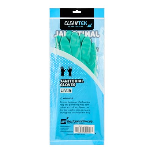 Restaurantware Nitrile Gloves 10 Count 15 mil Chemical Resistant Gloves Abrasion-Resistant Kitchen Cleaning Latex-Free Green - color: Green, size: 10/Small
