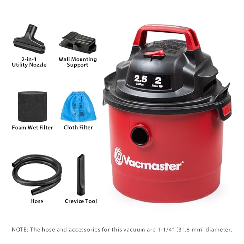 Vacmaster 2.5-Gallon* 2 Peak HP Wall Mountable Wet/Dry Vacuum – VOM205P 1101 - style: Plug-in Edition
