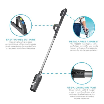 ZoomBroom Lightweight Air Broom with Ergonomic Handle – Powerful, Controlled Airflow for Easy Debris Removal at Home, Patios, Pickleball Courts, RVs, and All Outdoor and Indoor Activities