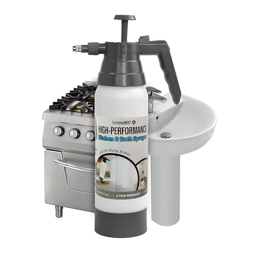 ExtremeMist High-Performance Kitchen & Bath Sprayer | Refillable Pressurized Sprayer | Ultra-Fine Mister | Continuous Spray Bottle for Cleaning | High Pressure | 32 oz Bottle