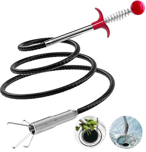 Drain Snake, Unclog Drain Tool for Bathroom Sink, Shower, Bathtub, Car & Tight Spaces,Flexible Sink Snake Drain Cleaner Tool Set, Sink Declogger, Hair Puller from Drain (63" Ball) - color: 63" Ball