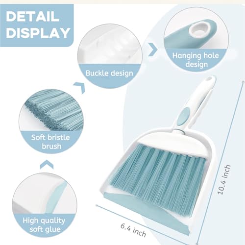 Broom Dustpan Brush Small Dust pan: Small Broom and Dustpan Set Mini Dust pan and Brush Set for Desk, Home, Camping Tent. (Light Blue) - color: Light Blue, size: 1pcs