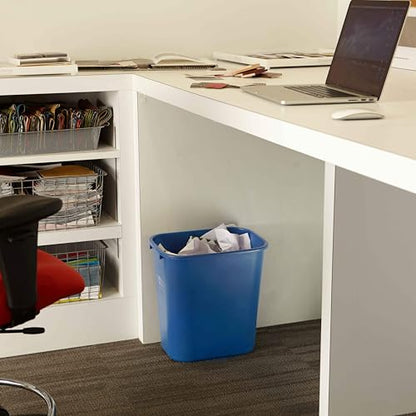 Rubbermaid Commercial Products Deskside Recycling Can, 7-Gallon/28-Quart, Blue Recycling Symbol, Plastic, for Bedroom/Bathroom/Office/Under Desk/Sink - color: Blue, size: 7 Gallons