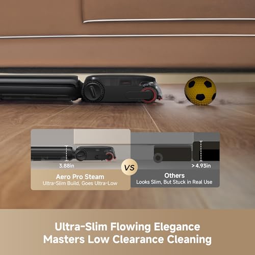 DREAME Aero Pro Steam Wet Dry Vacuum Mop, 392℉ Steam Cleaning, 28kPa Suction, 3.88in Ultra-Slim Vacuum Mop Combo, 0 Hair Tangle for Pet Owner, Heated Brush Wash, Hot Air Drying, Up to 70min Runtime