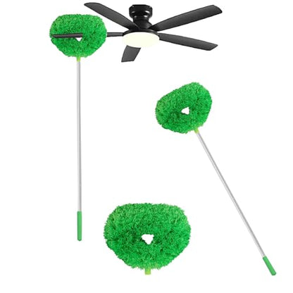 1PC Microfiber Ceiling Fan & Wall Cleaner Duster – Reusable Cleaning Tool for Blades, Windows, Glass & Furniture (Green) - color: Green