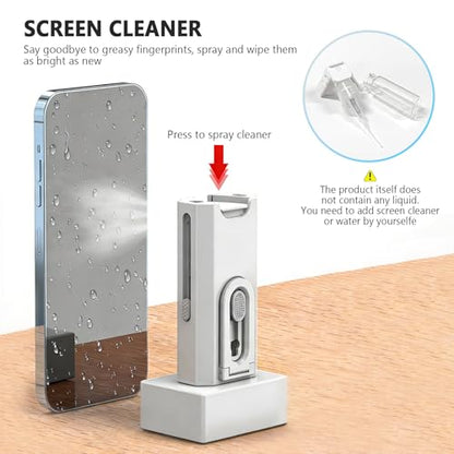TENOC 8 in 1 Multi Function Cleaning Kit, Keyboard Cleaner for Laptop Phone Earbuds, Portable Electronic Cleaning Tool with Brush Keycap Puller Cloth for Office Home, White