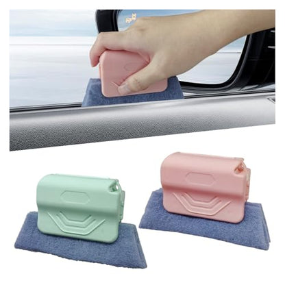 2PCS Magic Window Track Cleaner, Window Groove Cleaning Brush Tools Set, Hand-held Window Track Cleaner, Vehicle Clean Accessory for Sliding Door, Sill, Tile Lines, Shutter, Car Vents (GN&PK) - color: GN&PK