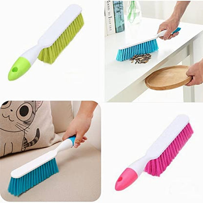 Soft Bristle Bed Sheets Sweeping Cleaning Brush with Long Hand, Counter Duster for Debris Hair Remover Desk Quilt Sofa Furniture, 3 Pack