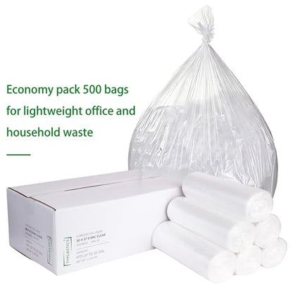 TYPLASTICS 20-30 Gallon Clear Trash Bags 30" x 37" High Density Can Liners Case of 500 for Office, Outdoor, Recycling, Industrial and Commercial - size: 50 Count (Pack of 10)