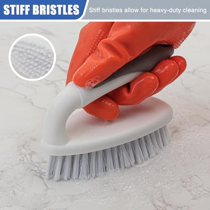 Scrub Brushes for Cleaning Bathtub Scrubber Heavy Duty Scrub Brush with Handle Stiff Bristle Cleaning Brush for Shower, Kitchen, Sink, Bathroom, Floor (Gray) - color: Gray