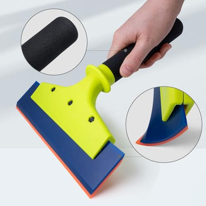 NEWISHTOOL 2 Pack Rubber Squeegee with Nylon Handle for Water Removal, Glass Cleaning, PPF Installing and Window Film Application (8-Inch Blade with Long Handle) - size: 8-Inch Blade with Long Handle