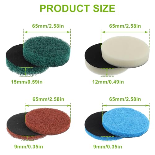 16pcs Electric Cleaning Brush Pad Set 4 Foam Pads 4 Kitchen Mats 4 Heavy Duty Pads 4 Microfibre Pads fit for Bosch Home/Garden 6033 Battery Cleaning Brush - size: Blue Green White Red