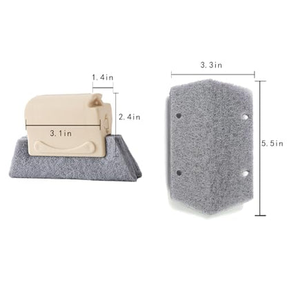 Window Groove Cleaning Brush, Hand-held Window Track Cleaner Brushes Tools Set, Sliding Door Track Cleaner, Sill, Tile Lines, Shutter, Car Vents, Keyboard, Small Spaces Clean, Beige