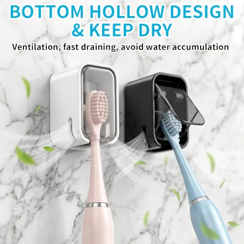2 Pack Toothbrush Holders for Bathroom Compatible with Philips Sonicare Electric Toothbrush,Toothbrush Holder Wall Mounted with Cover for Shower,Suitable for Home and Travel