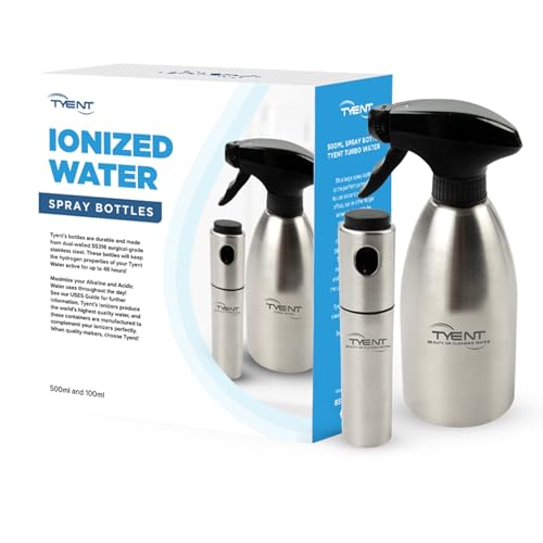 TYENT - Spray Bottle Set 500ml & 100ml - Multi-Purpose Spraying Bottles - Dual-Walled Stainless Steel - Perfect for Cleaning, Refreshing, Beautifying - Durable & Convenient - Travel-Friendly