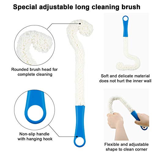 Boao 3 Pcs Decanter Cleaning Brush Wine Glass Decanter Flexible Bottle Brush Set with Cleaning Beads Household Tools for Bottle Goblets Glasses Cups (Blue) - color: Blue