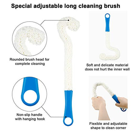 Boao 3 Pcs Decanter Cleaning Brush Wine Glass Decanter Flexible Bottle Brush Set with Cleaning Beads Household Tools for Bottle Goblets Glasses Cups (Blue) - color: Blue