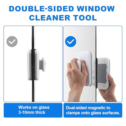 Magnetic Windshield Cleaner Tool, Double-Sided Window Cleaner Tool, Magnetic Glass Wiper for Car/High Rise/Windshield/Sidewindow/Sliding Door Glass Thickness 3-10mm/0.12-0.4inch