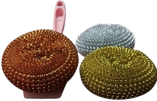 Three Piece Kitchen Scrubber Set (Pink) - color: Pink