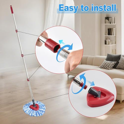 Mop Handle for Ocedar, Mop Handle for O Cedar, Spin Mop Replacement Handle for O Cedar, 4-Section Spin Mop Handles and Base for Ocedar, 30" to 58" Mop Stick Pole Handle and Base for Ocedar Spin Mop - size: Mop Handle with 2 Tank Base