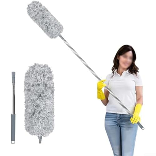 Microfiber Retractable with Telescopic for Prime Ceilings Extendable Duster Handle Grey Washable Electrostatic Dusting Tool Flexible Head 280cm(2.8M) - size: 2.8M