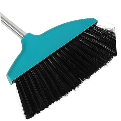 Mobestech Soft Bristle Broom with Long Handle PET Hair Cleaning Broom for Home and Kitchen for Indoor and Outdoor Use
