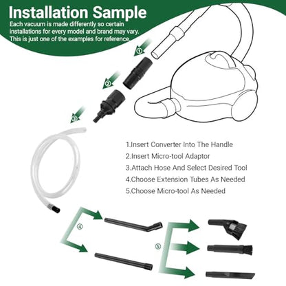 EZ SPARES Micro Cleaning Nozzle Kit,Micro Vacuum Attachment,Universal Vacuum Cleaner Attachment,Mini Micro Kit Keyboard Crevice Cleaning Tool Brush Kit,for Compact Wet Dry Shop Vacuum,Storage Bag Inc