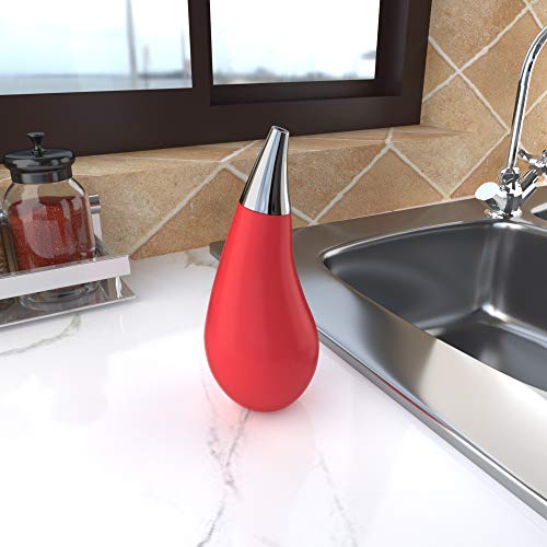 Kitchen Bathroom Counter top Squeezable Soap Dispensers Tear Drop Shape Bottle (Red, ~7oz) - color: Red, size: ~7oz