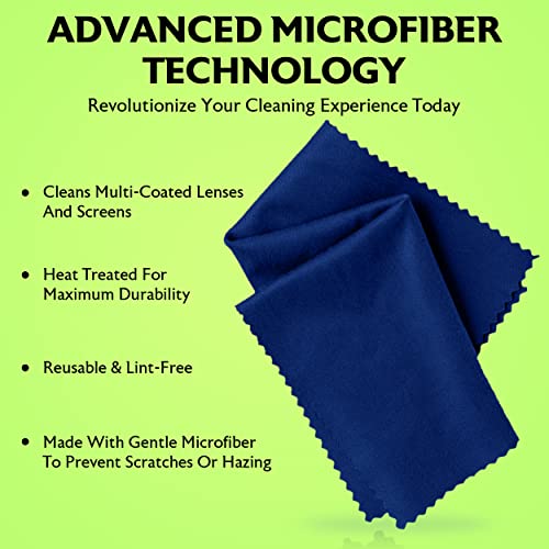 Purity Microfiber Lens Cleaning Cloth - Machine Washable, Lint-Free Microfiber Cloth- Cleans Eyeglasses, Screens, Lenses, Phones and Other Delicate Surfaces - Made in USA - 6 Pack, Dark Blue - color: Dark Blue