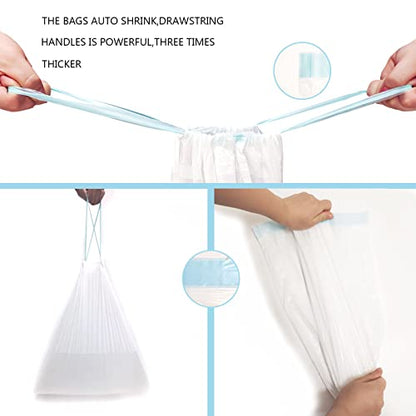 Trash Bags 3.2 Gallon, 100 Pcs Bathroom Garbage Bags, Blue Strap Kitchen Garbage Bags(White) With Drawstring Quickly Pack Garbage, Waste Basket Liners - style: 3.2 gallon