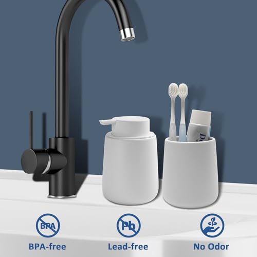 Soap Foaming Dispenser Ceramic with Easy-to-Press Pump Hand Foam Dispenser for Shampoo Bathroom Kitchen 12 oz - color: Foam-white