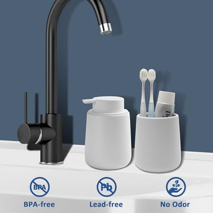 Soap Foaming Dispenser Ceramic with Easy-to-Press Pump Hand Foam Dispenser for Shampoo Bathroom Kitchen 12 oz - color: Foam-white