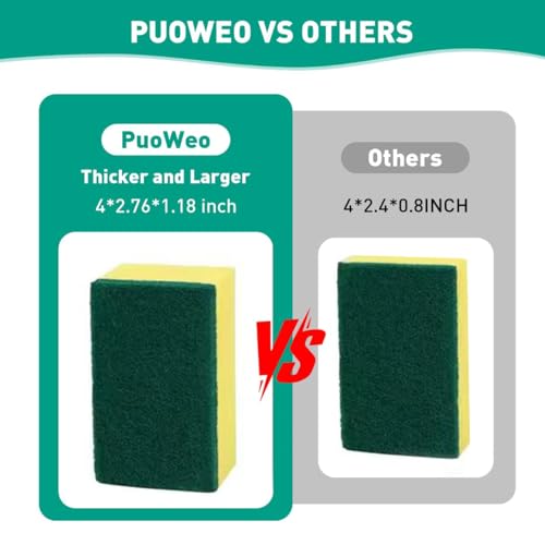 10-Pack Heavy Duty Scrub Sponges, Non-Scratch Kitchen Sponge with Durable Scouring Pad, Dual-Sided Cleaning Sponge for Dishes, Pots, Pans, Sinks – Extra Absorbent & Long-Lasting