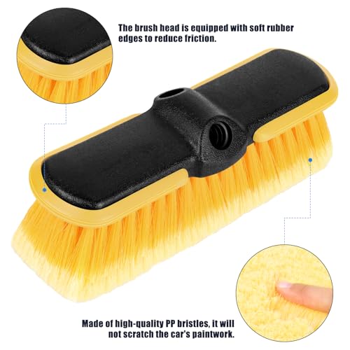 10 Inch Car Wash Brush Head, Scrub Brush Attachment for Long Handle Extension Pole,Outdoor Broom and Scrubbing Brush for Cleaning Window, Wall, House Floor, Deck, Patio, Car (10inch Brush-4Pack)