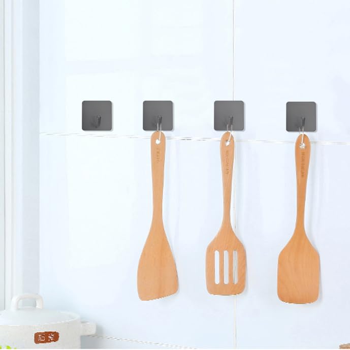 FOTYRIG Adhesive Towel Hooks Stick on Towel Hanger Wall Hooks Waterproof Stainless Steel Sticky Hooks for Hanging Bathroom Kitchen Home Grey -4 Packs - color: Gray