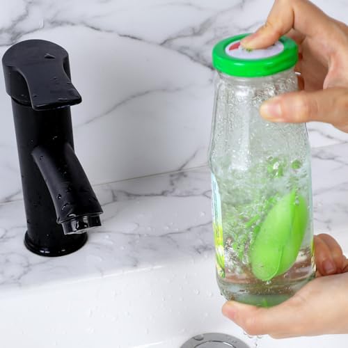 6 Pcs Bean Bottle Cleaning Sponge Reusable Bean Shape Water Bottle Cleaning Sponge Magic Heat Resistance Pod Sponges with Ceramic Balls Green Shaped Internal Tools of Small Mouth