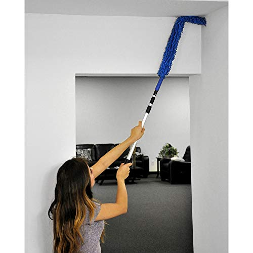 CleanAide Handheld Reusable Microfiber Flex Duster with Adjustable Telescopic Reach Pole – Bendable, Lightweight, Dust Cleaner for Blinds, Shutters, Radiators, Electronics, Glass, Hard-to-Reach Areas