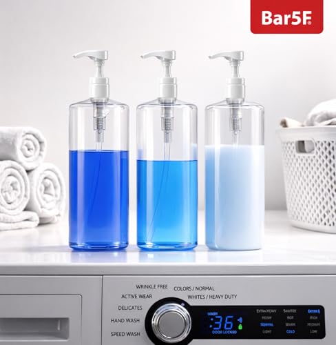 Bar5F Pump Bottle (2-Pack 32-Ounce 1-Liter) Empty for Shampoo Conditioner Body Wash Lotion BPA-Free Crystal-Clear - size: Pack of 2